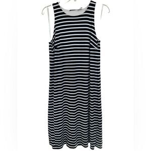 Lauren Ralph Lauren Black/White Striped Nautical Preppy Sleeveless Shift Dress